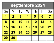 Kayaking septiembre Schedule