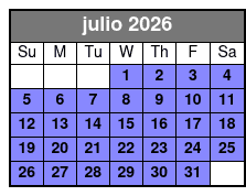 Kayaking julio Schedule