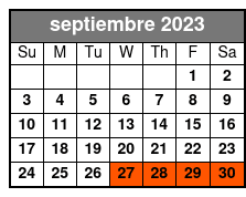 Clear Kayak Tours septiembre Schedule