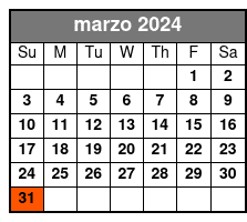 Clear Kayak Tours marzo Schedule