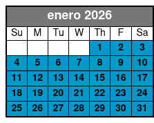 Clear Kayak Tours enero Schedule