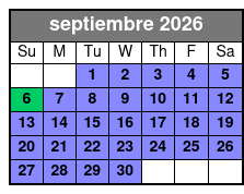 Clear Kayak Tours septiembre Schedule