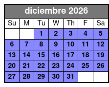 Clear Kayak Tours diciembre Schedule