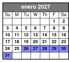Clear Kayak Tours enero Schedule