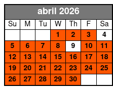 Urban Paddle in Paradise April Schedule