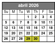 Winter Park Sunset Tour abril Schedule