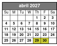 Winter Park Sunset Tour abril Schedule