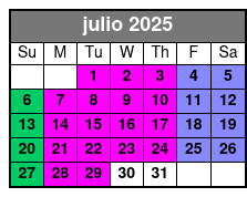 The Asylum Escape Room julio Schedule