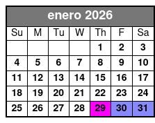 The Asylum Escape Room enero Schedule