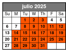 Orlando Sailing Experience julio Schedule