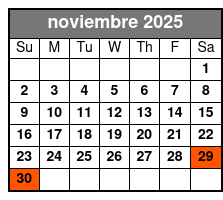 Orlando Sailing Experience noviembre Schedule