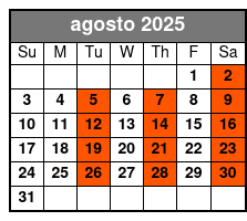 Adult 21+ W/Alcoholic Drinks agosto Schedule