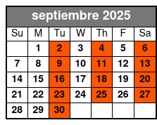 Adult 21+ W/Alcoholic Drinks septiembre Schedule