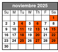 Adult 21+ W/Alcoholic Drinks noviembre Schedule