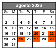 Adult 21+ W/Alcoholic Drinks agosto Schedule