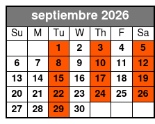 Adult 21+ W/Alcoholic Drinks septiembre Schedule