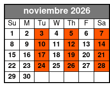 Adult 21+ W/Alcoholic Drinks noviembre Schedule