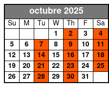 Adult W/Non-Alcoholic Drinks octubre Schedule