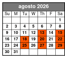 Adult W/Non-Alcoholic Drinks agosto Schedule