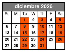 Adult W/Non-Alcoholic Drinks diciembre Schedule