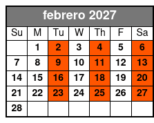 Adult W/Non-Alcoholic Drinks febrero Schedule