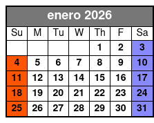 Adult 21+ W/Alcoholic Drinks enero Schedule