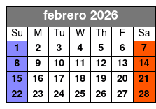 Adult 21+ W/Alcoholic Drinks febrero Schedule