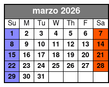 Adult 21+ W/Alcoholic Drinks marzo Schedule
