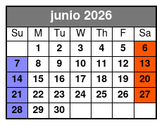 Adult 21+ W/Alcoholic Drinks June Schedule