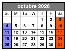 Adult 21+ W/Alcoholic Drinks October Schedule