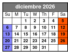 Adult 21+ W/Alcoholic Drinks diciembre Schedule