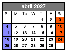 Adult 21+ W/Alcoholic Drinks abril Schedule