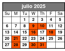 Private 2-Hour Sunset Sailing julio Schedule