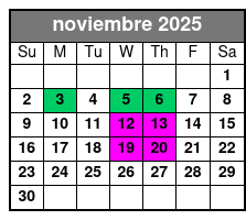 Private 2-Hour Sunset Sailing noviembre Schedule