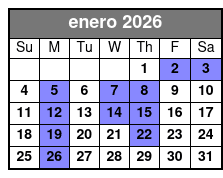 Private 2-Hour Sunset Sailing enero Schedule