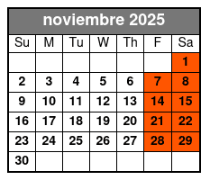 Sanford Ghost Tour noviembre Schedule