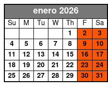 Sanford Ghost Tour enero Schedule