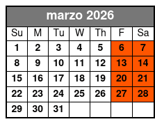 Sanford Ghost Tour marzo Schedule