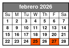 Adult W/2 Alcoholic Drinks February Schedule