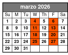 Adult W/2 Alcoholic Drinks March Schedule