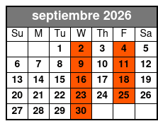 Adult W/2 Alcoholic Drinks September Schedule