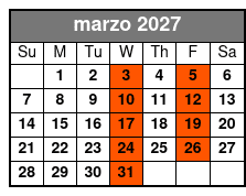 Adult W/2 Alcoholic Drinks marzo Schedule