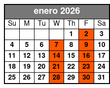 Adult W/Non-Alcoholic Drinks enero Schedule
