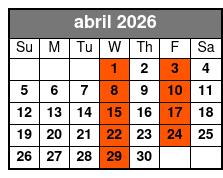 Adult W/Non-Alcoholic Drinks April Schedule