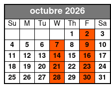 Adult W/Non-Alcoholic Drinks October Schedule