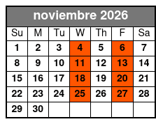 Adult W/Non-Alcoholic Drinks noviembre Schedule