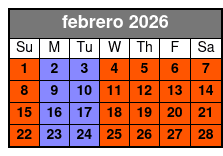 Pontoon Lake Tours febrero Schedule