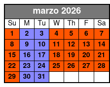 Pontoon Lake Tours marzo Schedule