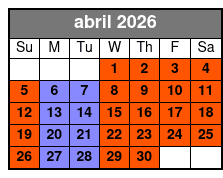 Pontoon Lake Tours abril Schedule