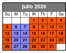 Pontoon Lake Tours julio Schedule